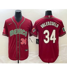Men's Mexico Baseball #34 Fernando Valenzuela Number 2023 Red Blue World Baseball Classic Stitched Jersey1 Men's Mexico Baseball #34 Fernando Valenzuela Number 2023 Red Blue World Baseball Classic Stitched Jersey1
