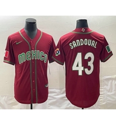 Men's Mexico Baseball #43 Patrick Sandoval 2023 Red World Classic Stitched Jersey Men's Mexico Baseball #43 Patrick Sandoval 2023 Red World Classic Stitched Jersey