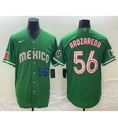Men's Mexico Baseball #56 Randy Arozarena Number 2023 Green World Classic Stitched Jersey Men's Mexico Baseball #56 Randy Arozarena Number 2023 Green World Classic Stitched Jersey