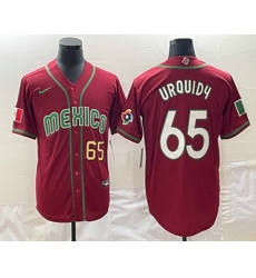 Men's Mexico Baseball #65 Giovanny Gallegos Number 2023 Red World Classic Stitched Jersey