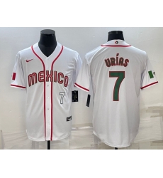 Men's Mexico Baseball #7 Julio Urias 2023 White World Baseball Classic Stitched Jerseys II Men's Mexico Baseball #7 Julio Urias 2023 White World Baseball Classic Stitched Jerseys II