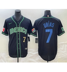 Men's Mexico Baseball #7 Julio Urias Number 2023 Black Blue World Classic Stitched Jerseys Men's Mexico Baseball #7 Julio Urias Number 2023 Black Blue World Classic Stitched Jerseys