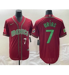 Mens Mexico Baseball #7 Julio Urias Number 2023 Red Green World Baseball Classic Stitched Jersey Mens Mexico Baseball #7 Julio Urias Number 2023 Red Green World Baseball Classic Stitched Jersey