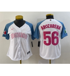 Women Mexico Baseball 56 Randy Arozarena 2023 White Blue World Baseball Classic Stitched Jersey Women Mexico Baseball 56 Randy Arozarena 2023 White Blue World Baseball Classic Stitched Jersey