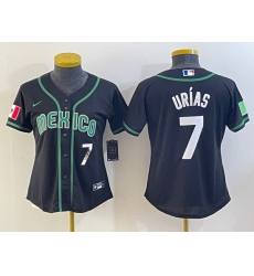 Women's Mexico Baseball #7 Julio Urias Number 2023 Black World Classic Stitched Jersey5 Women's Mexico Baseball #7 Julio Urias Number 2023 Black World Classic Stitched Jersey5