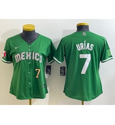 Women's Mexico Baseball #7 Julio Urias Number 2023 Green World Classic Stitched Jersey Women's Mexico Baseball #7 Julio Urias Number 2023 Green World Classic Stitched Jersey