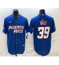 Men's Puerto Rico Baseball #39 Edwin Diaz 2023 Blue World Baseball Classic Stitched Jersey Men's Puerto Rico Baseball #39 Edwin Diaz 2023 Blue World Baseball Classic Stitched Jersey