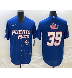 Men's Puerto Rico Baseball #39 Edwin Diaz 2023 Blue World Baseball Classic Stitched Jerseys Men's Puerto Rico Baseball #39 Edwin Diaz 2023 Blue World Baseball Classic Stitched Jerseys