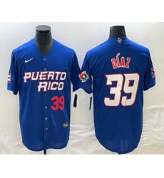 Men's Puerto Rico Baseball #39 Edwin Diaz Number 2023 Blue World Baseball Classic Stitched Jerseys Men's Puerto Rico Baseball #39 Edwin Diaz Number 2023 Blue World Baseball Classic Stitched Jerseys
