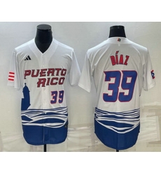 Mens Puerto Rico Baseball #39 Edwin Diaz Number 2023 White World Baseball Classic Stitched Jersey Mens Puerto Rico Baseball #39 Edwin Diaz Number 2023 White World Baseball Classic Stitched Jersey