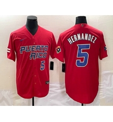 Men's Puerto Rico Baseball #5 Enrique Hernandez Number 2023 Red World Classic Stitched Jersey Men's Puerto Rico Baseball #5 Enrique Hernandez Number 2023 Red World Classic Stitched Jersey