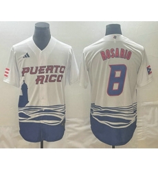 Men's Puerto Rico Baseball #8 Eddie Rosario 2023 White World Classic Stitched Jersey Men's Puerto Rico Baseball #8 Eddie Rosario 2023 White World Classic Stitched Jersey