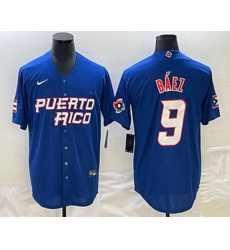 Men's Puerto Rico Baseball #9 Javier Baez 2023 Blue World Baseball Classic Stitched Jerseys Men's Puerto Rico Baseball #9 Javier Baez 2023 Blue World Baseball Classic Stitched Jerseys