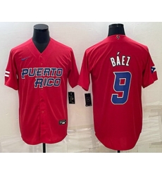 Men's Puerto Rico Baseball #9 Javier Baez 2023 Red World Baseball Classic Stitched Jersey Men's Puerto Rico Baseball #9 Javier Baez 2023 Red World Baseball Classic Stitched Jersey