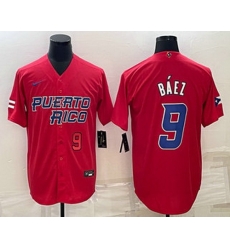 Men's Puerto Rico Baseball #9 Javier Baez Number 2023 Red World Baseball Classic Stitched Jersey Men's Puerto Rico Baseball #9 Javier Baez Number 2023 Red World Baseball Classic Stitched Jersey