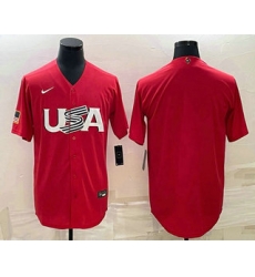 Men USA Baseball Blank 2023 Red World Classic Stitched Jerseys Men USA Baseball Blank 2023 Red World Classic Stitched Jerseys
