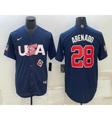 Men's USA Baseball #28 Nolan Arenado 2023 Navy World Baseball Classic Stitched Jerseys Men's USA Baseball #28 Nolan Arenado 2023 Navy World Baseball Classic Stitched Jerseys