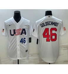 Men's USA Baseball #46 Paul Goldschmidt Number 2023 White World Baseball Classic Stitched Jersey Men's USA Baseball #46 Paul Goldschmidt Number 2023 White World Baseball Classic Stitched Jersey