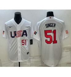 Mens USA Baseball #51 Brady Singer Number 2023 White World Baseball Classic Stitched Jersey Mens USA Baseball #51 Brady Singer Number 2023 White World Baseball Classic Stitched Jersey