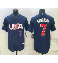 Men's USA Baseball #7 Tim Anderson Number 2023 Navy World Baseball Classic Stitched Jersey Men's USA Baseball #7 Tim Anderson Number 2023 Navy World Baseball Classic Stitched Jersey