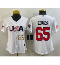 Womens USA Baseball 65 Nestor Cortes Number 2023 White World Classic Stitched Jersey Womens USA Baseball 65 Nestor Cortes Number 2023 White World Classic Stitched Jersey