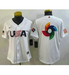 Women's USA Baseball Big Logo 2023 White World Baseball Classic Stitched Jersey Women's USA Baseball Big Logo 2023 White World Baseball Classic Stitched Jersey