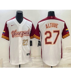 Men Venezuela Baseball #27 Jose Altuve Number 2023 White World Baseball Classic Stitched Jersey2