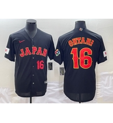 Men Japan Baseball 16 Shohei Ohtani 2023 Black World Baseball Classic Stitched Jersey Men Japan Baseball 16 Shohei Ohtani 2023 Black World Baseball Classic Stitched Jersey