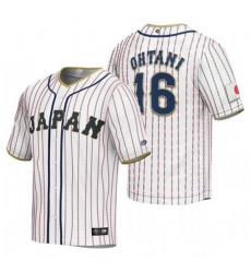 Men Japan Baseball 16 Shohei Ohtani 2023 White World Baseball Classic Stitched JerseyS Men Japan Baseball 16 Shohei Ohtani 2023 White World Baseball Classic Stitched JerseyS