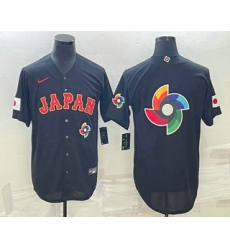 Men Japan Baseball 2023 Black World Big Logo With Patch Classic Stitched Jerseys Men Japan Baseball 2023 Black World Big Logo With Patch Classic Stitched Jerseys