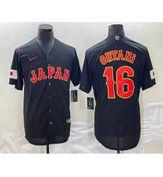 Men's Japan Baseball #16 Shohei Ohtani 2023 Black World Classic Stitched Jersey Men's Japan Baseball #16 Shohei Ohtani 2023 Black World Classic Stitched Jersey