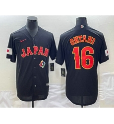 Men's Japan Baseball #16 Shohei Ohtani 2023 Black World Classic Stitched Jerseys Men's Japan Baseball #16 Shohei Ohtani 2023 Black World Classic Stitched Jerseys
