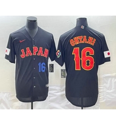 Men's Japan Baseball #16 Shohei Ohtani Number 2023 Black World Classic Stitched Jersey1 Men's Japan Baseball #16 Shohei Ohtani Number 2023 Black World Classic Stitched Jersey1