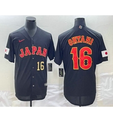 Mens Japan Baseball #16 Shohei Ohtani Number 2023 Black World Classic Stitched Jersey Mens Japan Baseball #16 Shohei Ohtani Number 2023 Black World Classic Stitched Jersey