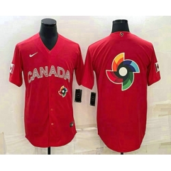 Men Canada Baseball 2023 Red World Big Logo With Patch Classic Stitched Jersey