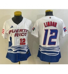 Womens Puerto Rico Baseball 12 Francisco Lindor Number 2023 White World Classic Stitched Jerseys Womens Puerto Rico Baseball 12 Francisco Lindor Number 2023 White World Classic Stitched Jerseys