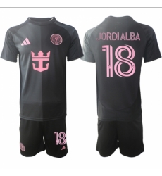 Men Inter Miami CF 18 Jordi Alba 2025 Black Away Soccer Jersey Suit
