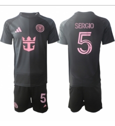 Men Inter Miami CF 5 Sergio 2025 Black Away Soccer Jersey Suit Men Inter Miami CF 5 Sergio 2025 Black Away Soccer Jersey Suit
