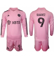 Men Inter Miami CF 9 Luis Surez 2023 24 Pink Home Soccer Jersey Suit