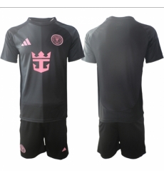 Men Inter Miami CF Blank 2025 Black Away Soccer Jersey Suit