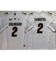 Men COLORADO BUFFALOES White #2 Shedeur Sanders White Stitched NCAA Jersey