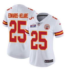 Nike Chiefs 25 Clyde Edwards Helaire White Women Bound Stitched NFL Vapor Untouchable Limited 2024 Super Bowl LVIII Jersey Nike Chiefs 25 Clyde Edwards Helaire White Women Bound Stitched NFL Vapor Untouchable Limited 2024 Super Bowl LVIII Jersey