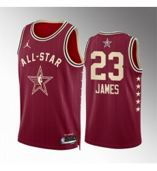 Men 2024 All Star 23 LeBron James Crimson Stitched Basketball Jersey