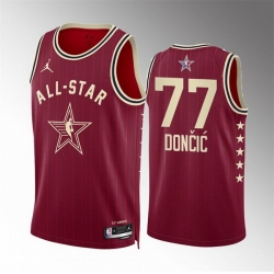 Men 2024 All Star 77 Luka Doncic Crimson Stitched Basketball Jersey