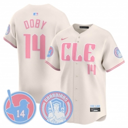 Men Cleveland Guardians 14 Larry Doby Cream Bubblegum Pink 2025 Vapor Limited Stitched Baseball Jersey