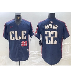 Men Cleveland Guardians 22 Josh Naylor Navy 2024 City Connect Limited Stitched Baseball Jersey 1 Men Cleveland Guardians 22 Josh Naylor Navy 2024 City Connect Limited Stitched Baseball Jersey 1