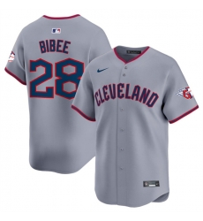 Men Cleveland Guardians 28 Tanner Bibee Grey 2025 Alternate Limited Stitched Baseball Jersey Men Cleveland Guardians 28 Tanner Bibee Grey 2025 Alternate Limited Stitched Baseball Jersey
