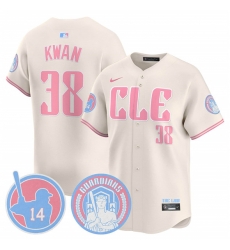 Men Cleveland Guardians 38 Steven Kwan Cream Bubblegum Pink 2025 Vapor Limited Stitched Baseball Jersey