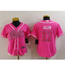 Women Buffalo Bills 17 Josh Allen Pink Cool Base Stitched Baseball Jersey 1 Women Buffalo Bills 17 Josh Allen Pink Cool Base Stitched Baseball Jersey 1