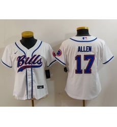 Women Buffalo Bills 17 Josh Allen White Cool Base Stitched Baseball Jersey Women Buffalo Bills 17 Josh Allen White Cool Base Stitched Baseball Jersey